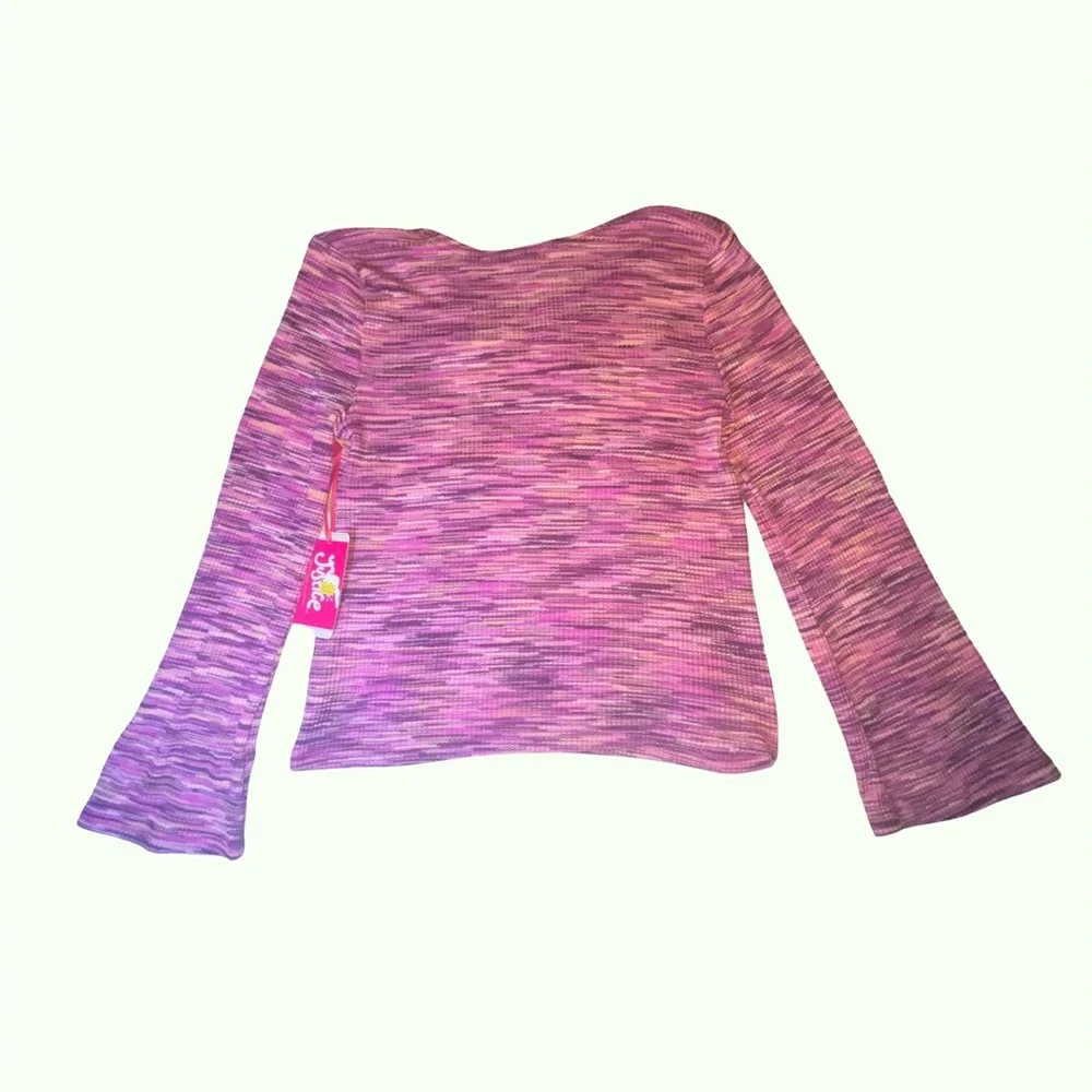 Justice Pink and Purple Long Bell‎ Sleeve Wrap Blouse